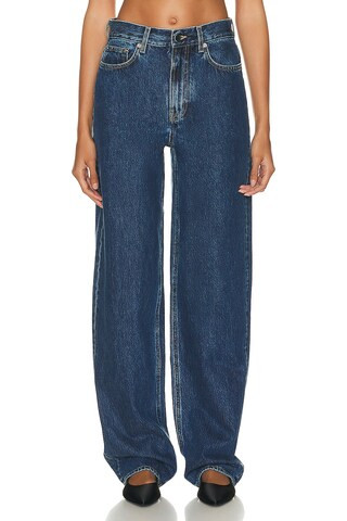 Loulou Studio Samur Denim Pant in Washed Blue | FWRD | FWRD 