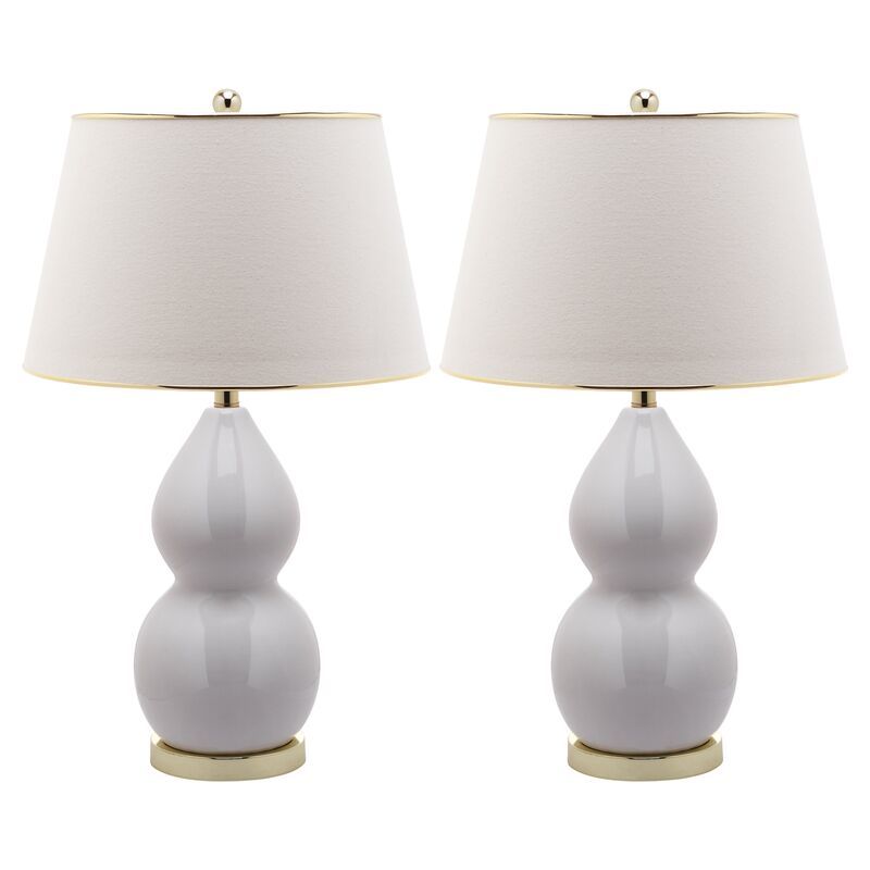 S/2 Mia Double-Gourd Table Lamps, White | One Kings Lane