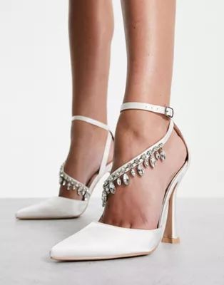 Be Mine Bridal Isadora heeled shoes with embellished detail in white | ASOS (Global)