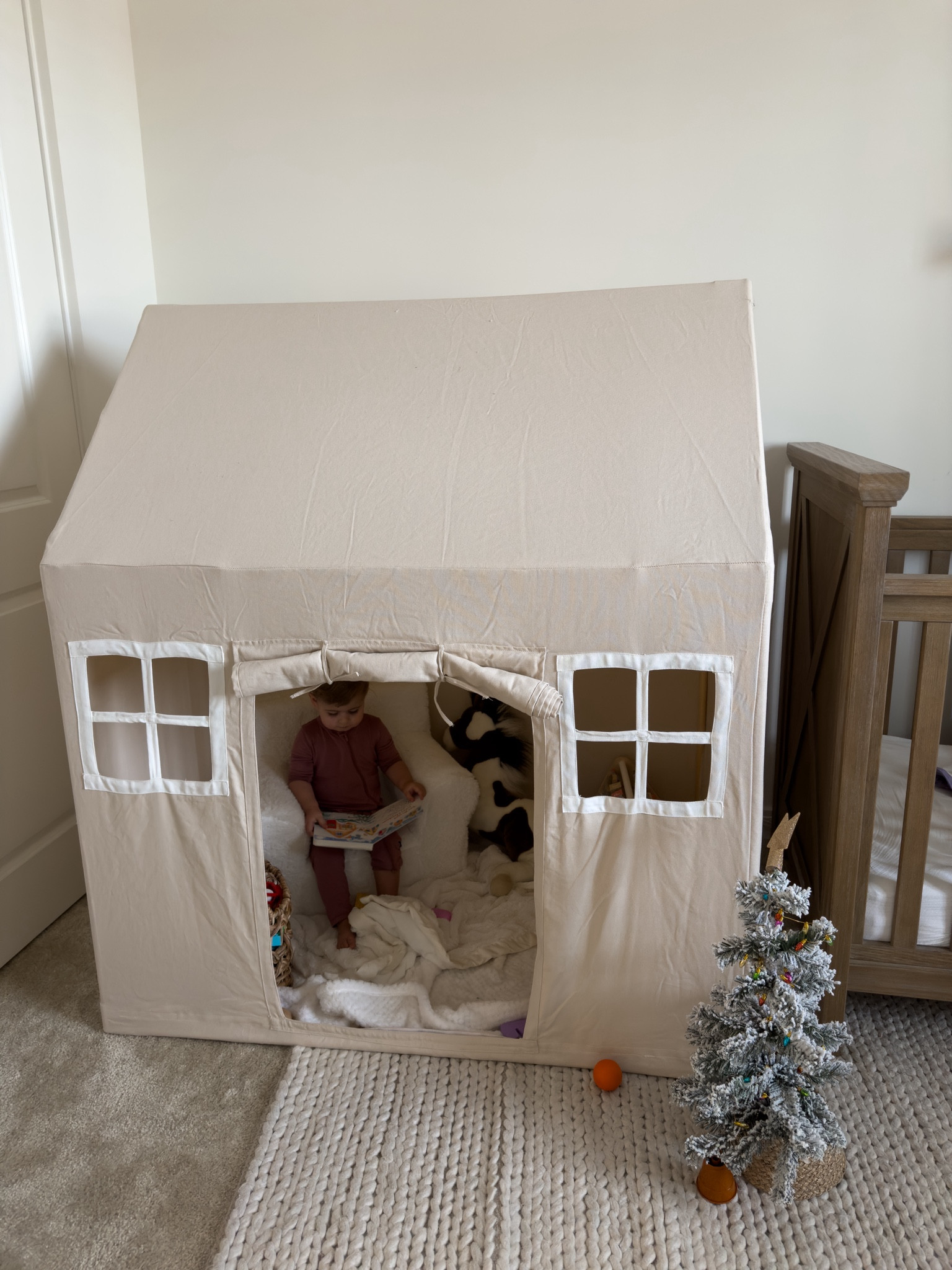 Tiegan’s neutral play tent & sherpa chair!!! She loves it and is always going in there to sit and read on her chair 😭👼🏼🫶🏽 

#LTKkids #LTKhome #LTKbaby