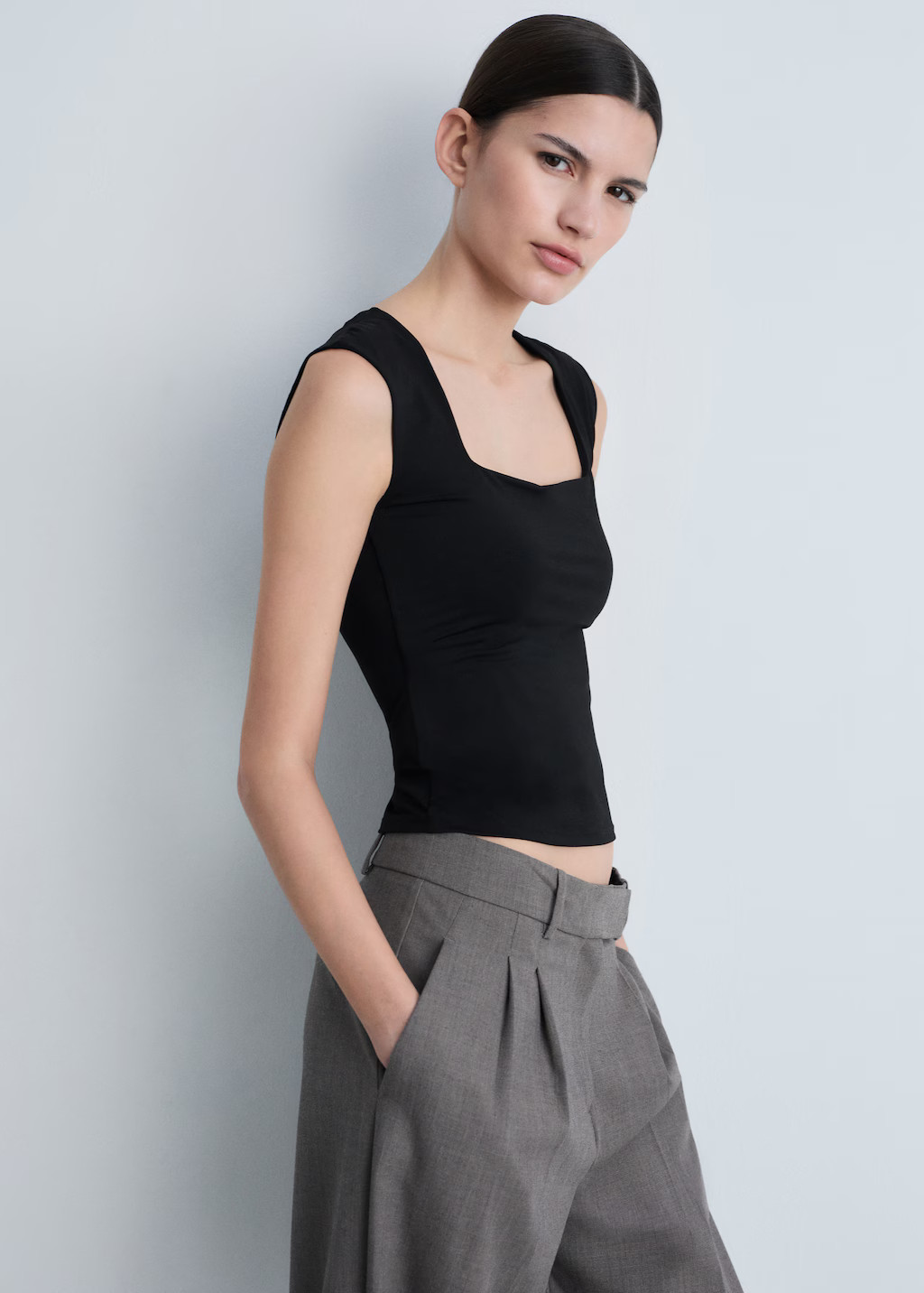 Square-neck strappy top - Women | MANGO USA | Mango (US/MX/AU)