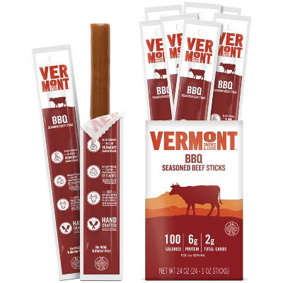Snack Sticks by Vermont Smoke & Cure – BBQ Seasoned – Beef – Healthy Meat Protein – 1oz Jerky Stick – 24 count carton | Target
