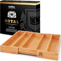 Bamboo Kitchen Drawer Organizer - Expandable Silverware Organizer/Utensil Holder and Cutlery Tray... | Amazon (US)