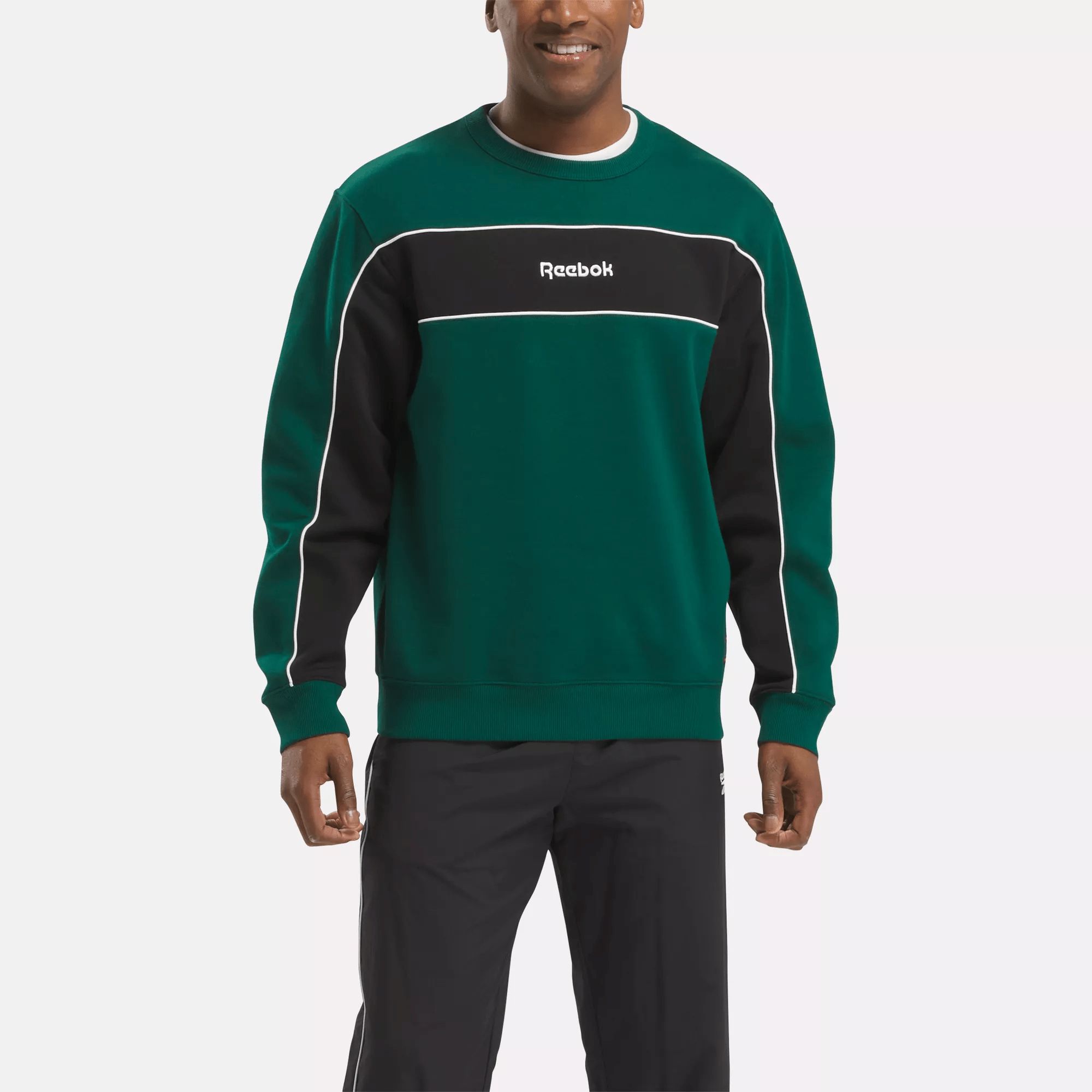 Unisex Striped Crewneck Sweatshirt in Green | Reebok US