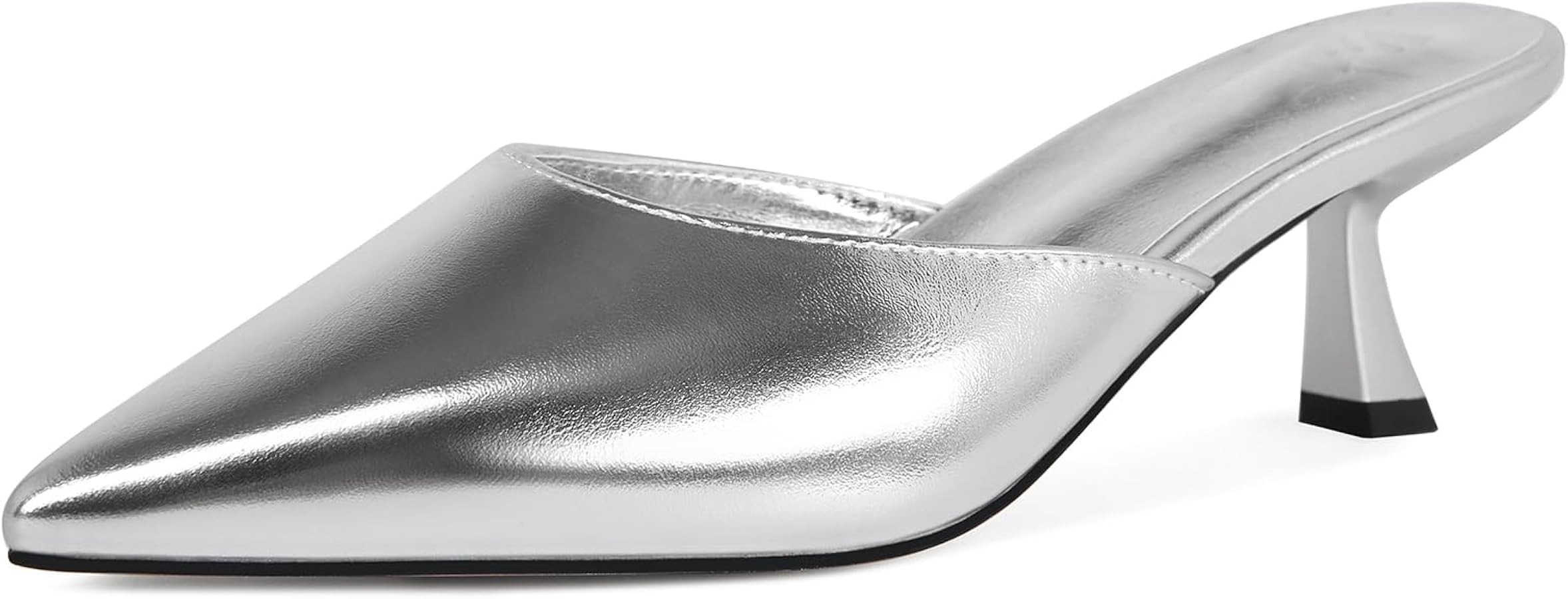 Fericzot Women Mesh Kitten Heel Mules-Slip on Backless Slides Pointed Closed Toe Low Stiletto Hee... | Amazon (US)