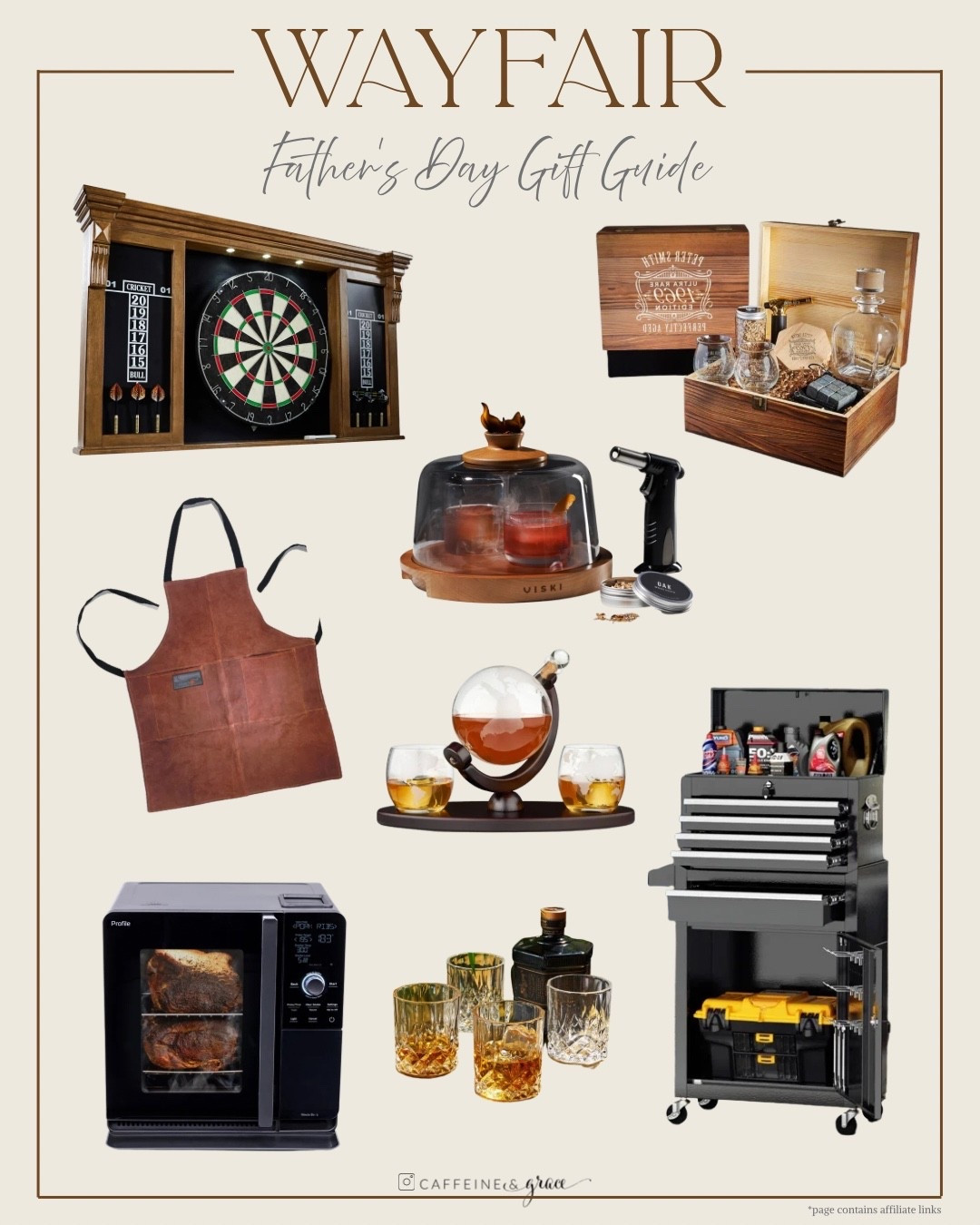 Still searching for the perfect Father's Day gift? 🎁 These Wayfair finds are some of my favorite ideas for dads who love their whiskey, entertaining, and tackling projects around the house. From a durable toolbox and portable smoker to whiskey glasses, a whiskey smoker kit, a stylish grilling apron, and a classic dart board, these gifts are both practical and fun. Whether he's a DIY enthusiast, backyard entertainer, or simply enjoys unwinding with friends and family, these thoughtful finds are sure to make his Father's Day extra special.
Father’s Day Gift Guide

#LTKHome