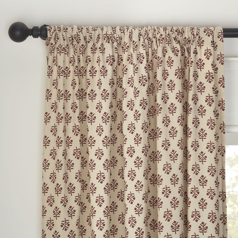 Charlton Home® Sevanna 100% Cotton Floral Semi-Sheer Rod Pocket Single Curtain Panel | Wayfair North America