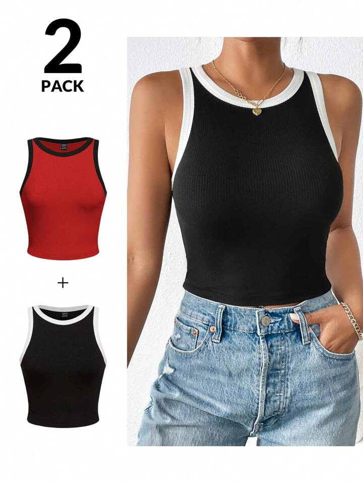 SHEIN Essnce Patchwork Edge Camisole Top | SHEIN