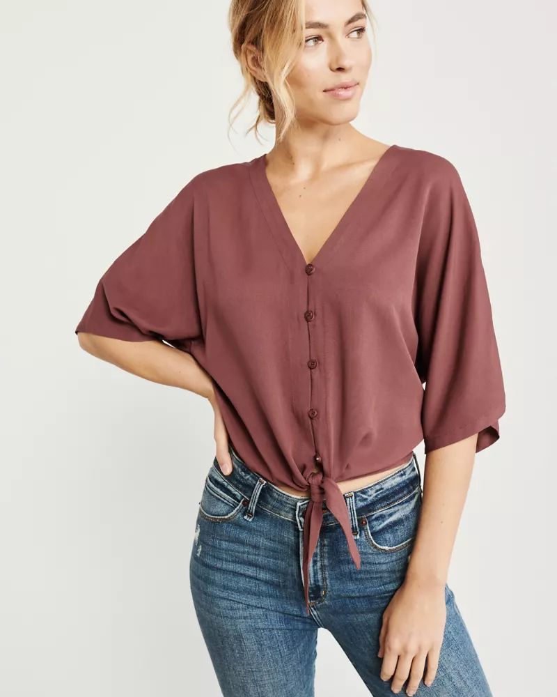 Tie-Front Top | Abercrombie & Fitch US & UK