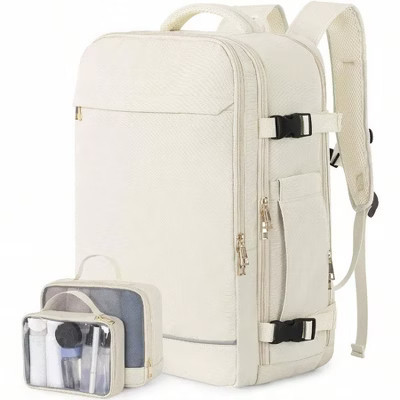 40L Waterproof Backpack for College & Work: 17” Laptop Carry-On, Flight-Approved Casual Daypack in Beige White Standard | Target