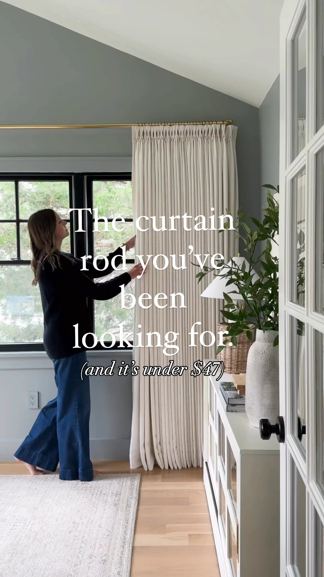 My designer look for less curtain rods were just restocked in all sizes (and are priced under $47!)
Hurry, these sell out quickly! Paint color is @benjaminmoore Boothbay Gray.

Curtain Rod Details ⤵️
Beautiful brackets
Sturdy!
Love the French return - looks high end and great for blocking light in bedrooms 
Available in 4 finishes and 2 sizes (extends up to 180”)

Curtain Details⤵️
Front Short Wall Window:
Fabric: Liz Linen
Color: Ivory White
Hanging Header Style: Triple Pleat
Single Panel Width: 75” wide
Single Panel Length (Height): 90” long
Lining Type: Room Darkening, Shading Rate 70%-85%
Body Memory Shaped: Yes

Long Wall Window:
Fabric: Liz Linen
Color: Ivory White 
Hanging Header Style: Triple Pleat
Single Panel Width: 150” wide
Single Panel Length (Height) in Inch: 90” long
Lining Type:Room Darkening, Shading Rate 70%-85%
Body Memory Shaped: Yes

#LTKVideo #LTKHome #LTKSaleAlert