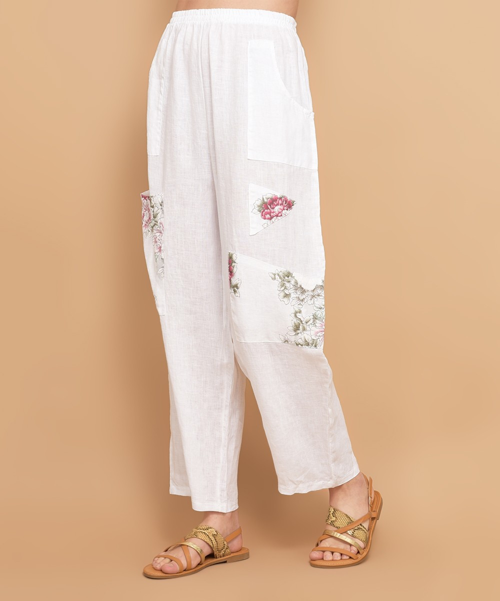100% LIN BLANC Women's Casual Pants WHITE - White Hawaii Linen Pants - Women | Zulily