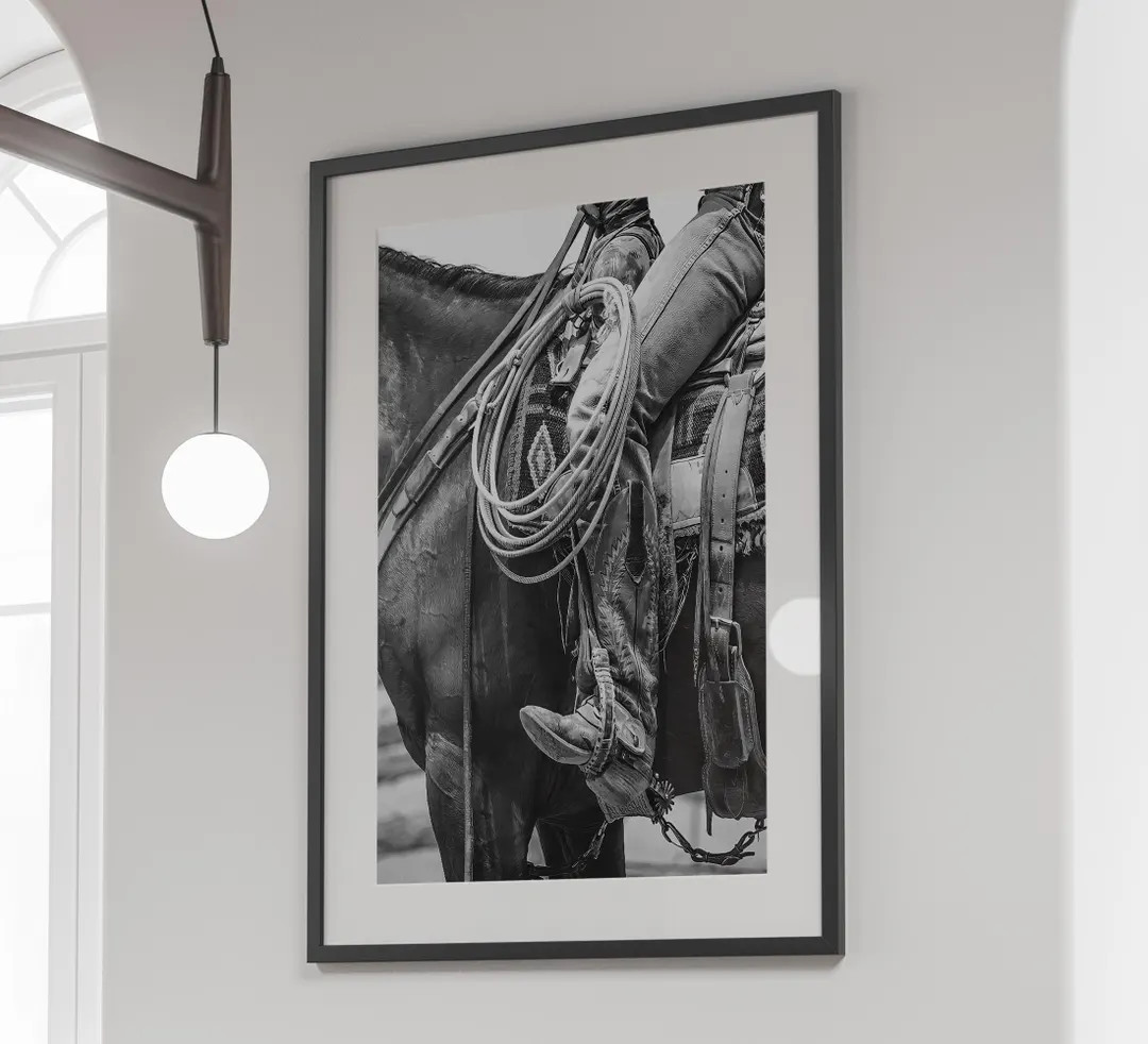 Desert Cowboy on Horse Print, Black and White, Western Wall Art, Vintage Photography, Wild West P... | Etsy (US)