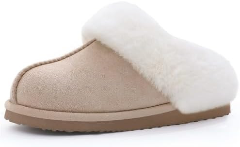 Litfun Fuzzy House Slippers for Women Fluffy Memory Foam Suede Slippers with Faux Fur Collar Indo... | Amazon (US)