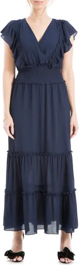 MAX STUDIO Pebble Crepe Flutter Sleeve Maxi Dress | Nordstromrack | Nordstrom Rack