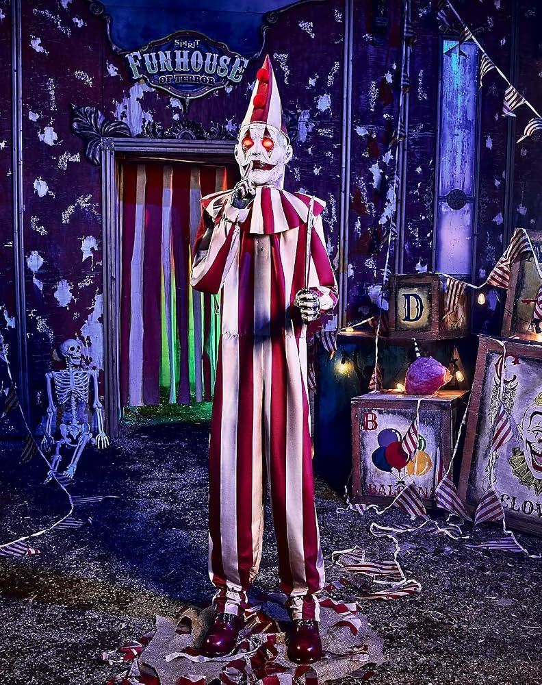 Spirit Halloween 6 Ft 9 In Silent and Deadly Clown Animatronic, Indoor Decor, Haunted House, Mult... | Amazon (US)