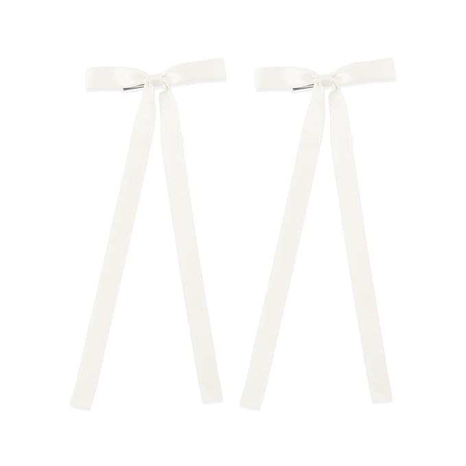 2PCS Silky Satin Hair Bows Hair Clip Ribbon Accessories Ponytail Holder Hair Bow for Women Girls ... | Amazon (US)