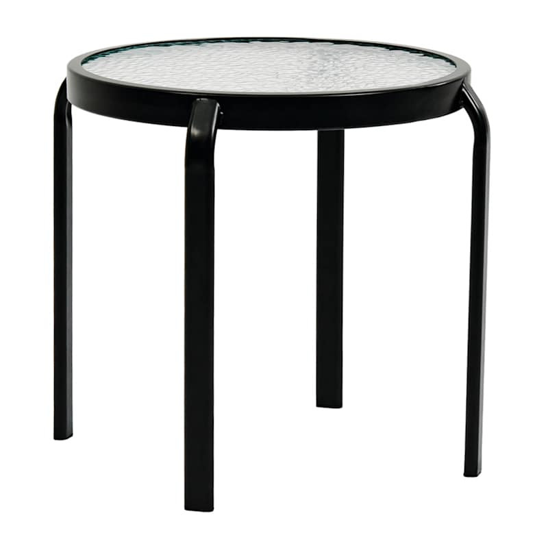 Wavy Glass Patio Side Table, Black | At Home
