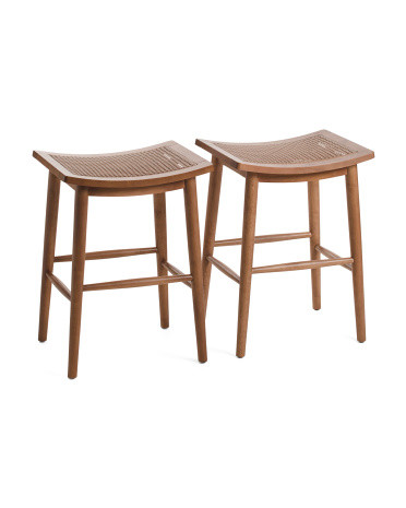 2pk 18x26 Ashley Cane Saddle Style Counter Stools | Marshalls