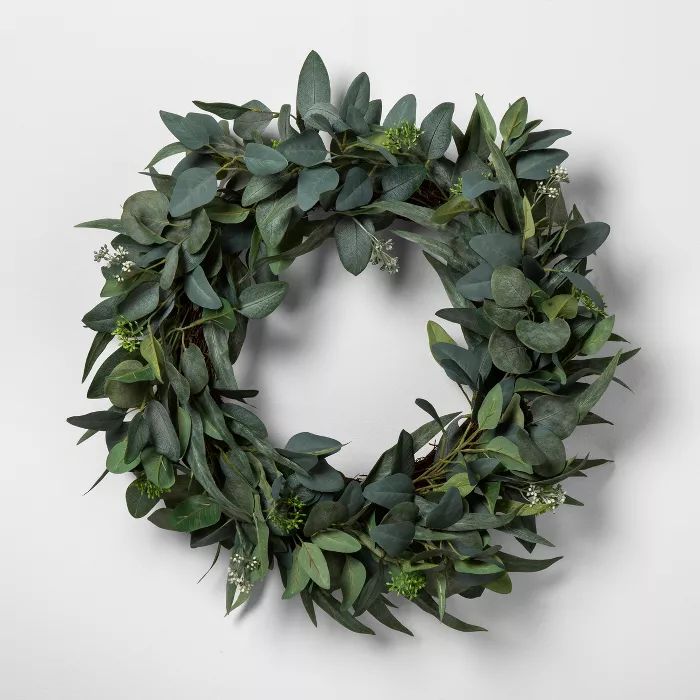 24&#34; Faux Seeded Eucalyptus Wreath - Hearth &#38; Hand&#8482; with Magnolia | Target