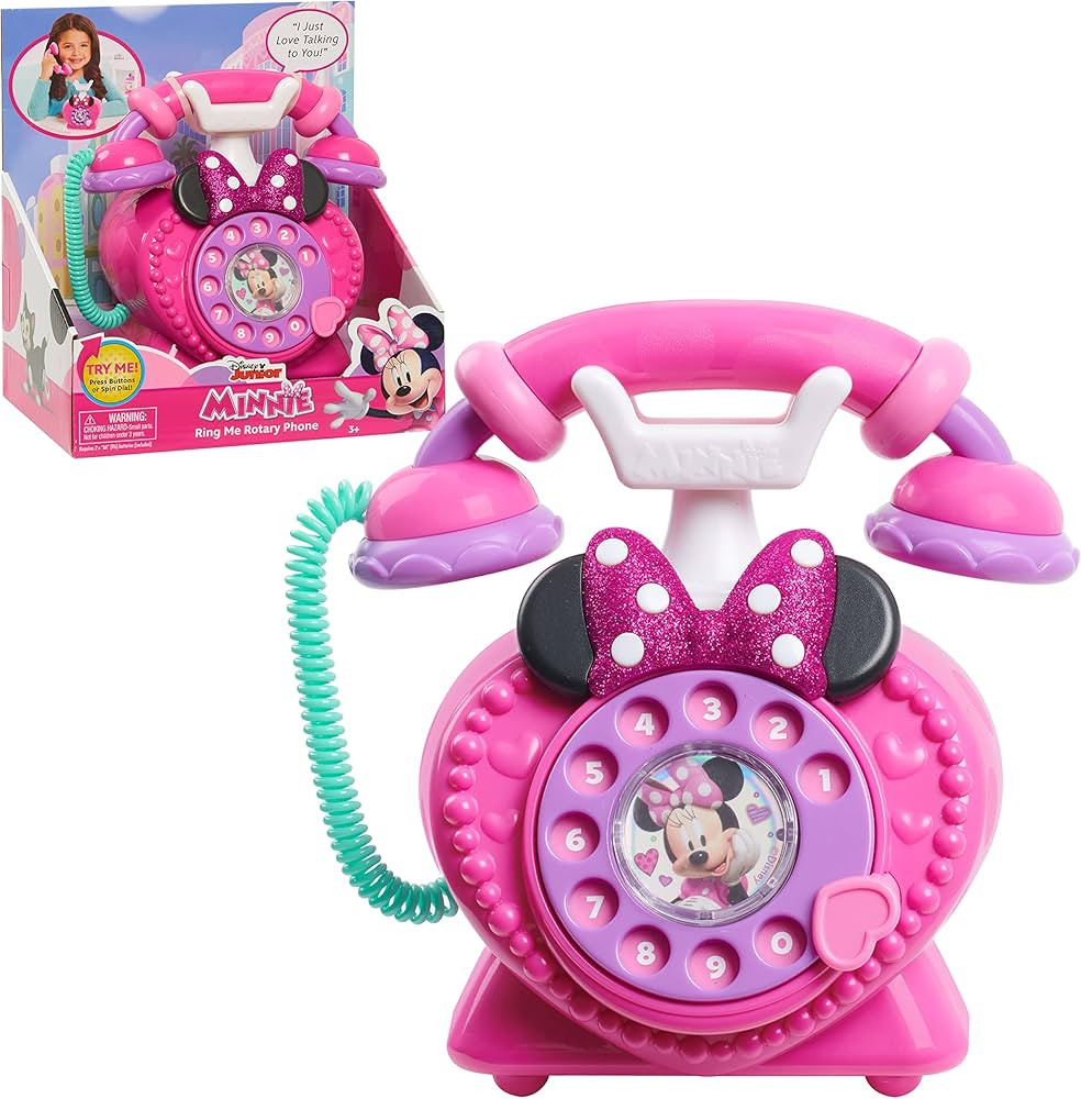 Disney Junior Minnie Mouse Ring Me Rotary Pretend Play Phone with Lights and Sounds, Kids Toys fo... | Amazon (US)