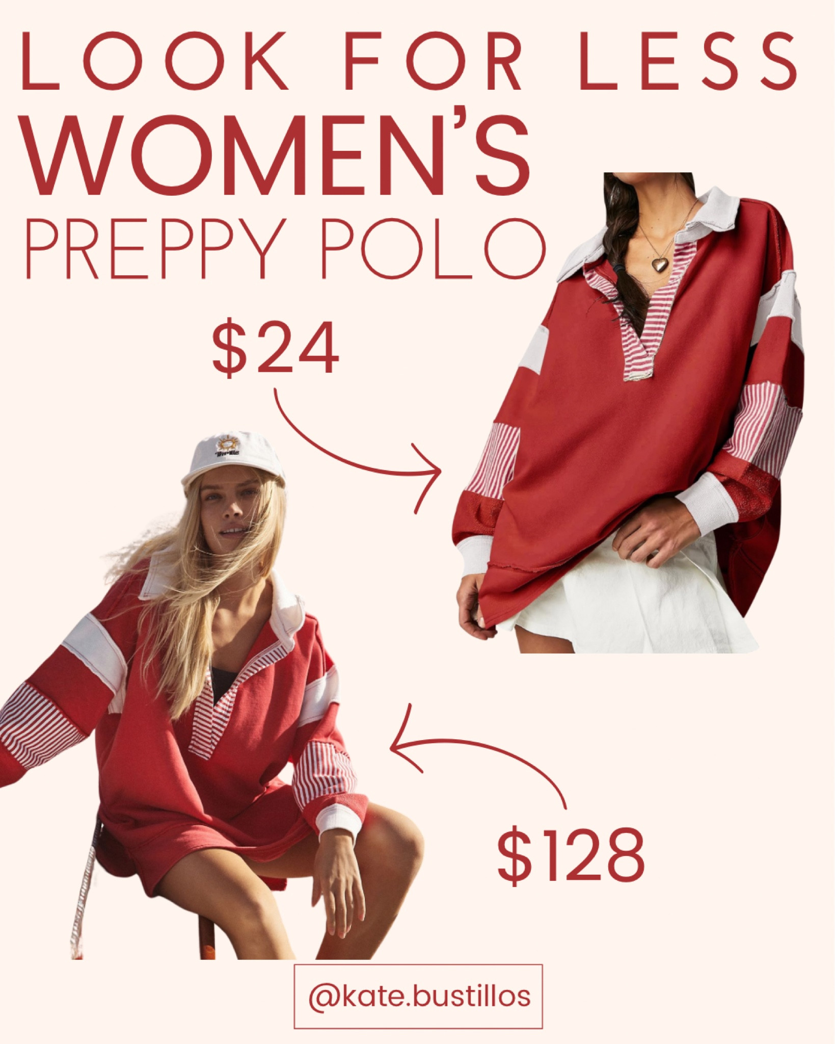 Women’s preppy polo look for less! Save over $100 on this FP dupe! 

#dupe #lookforless #polo #womensfashion #summerstyle #springstyle 

#LTKfindsunder50 #LTKU #LTKstyletip