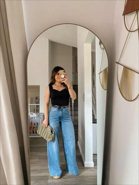 Best wide leg jeans ever!!! Love them so much!
Wearing size 23. They run big. Size one down. 
Use code “carolina20” to get 20% off any Rihoas purchases including this black top!

#LTKunder100 #LTKstyletip #LTKFind