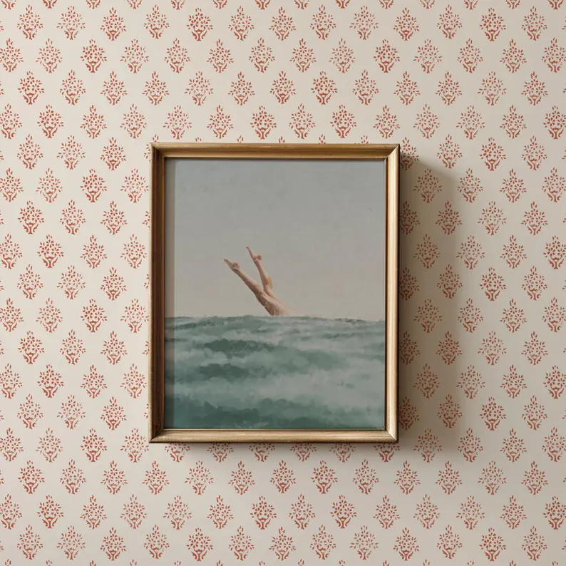 Large Seascape Wall Art | Minimalist Ocean Wall Art | Cottage Core Decor | Neutral Summer Print |... | Etsy (US)