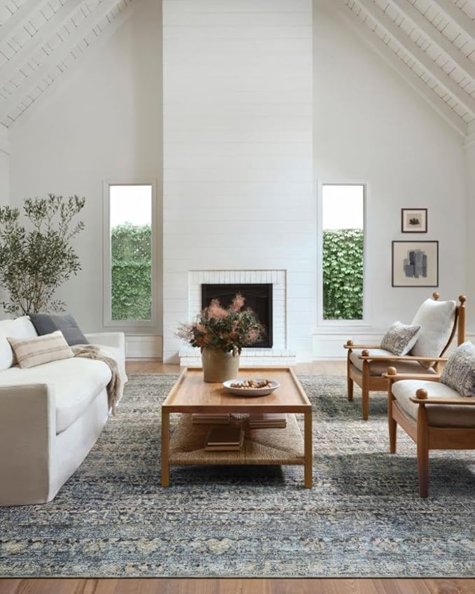 Loloi Amber Lewis Billie Collection BIL-05 Denim/Blush 10'-0" x 14'-0", 0.19" Thick Area Rug | Amazon (US)