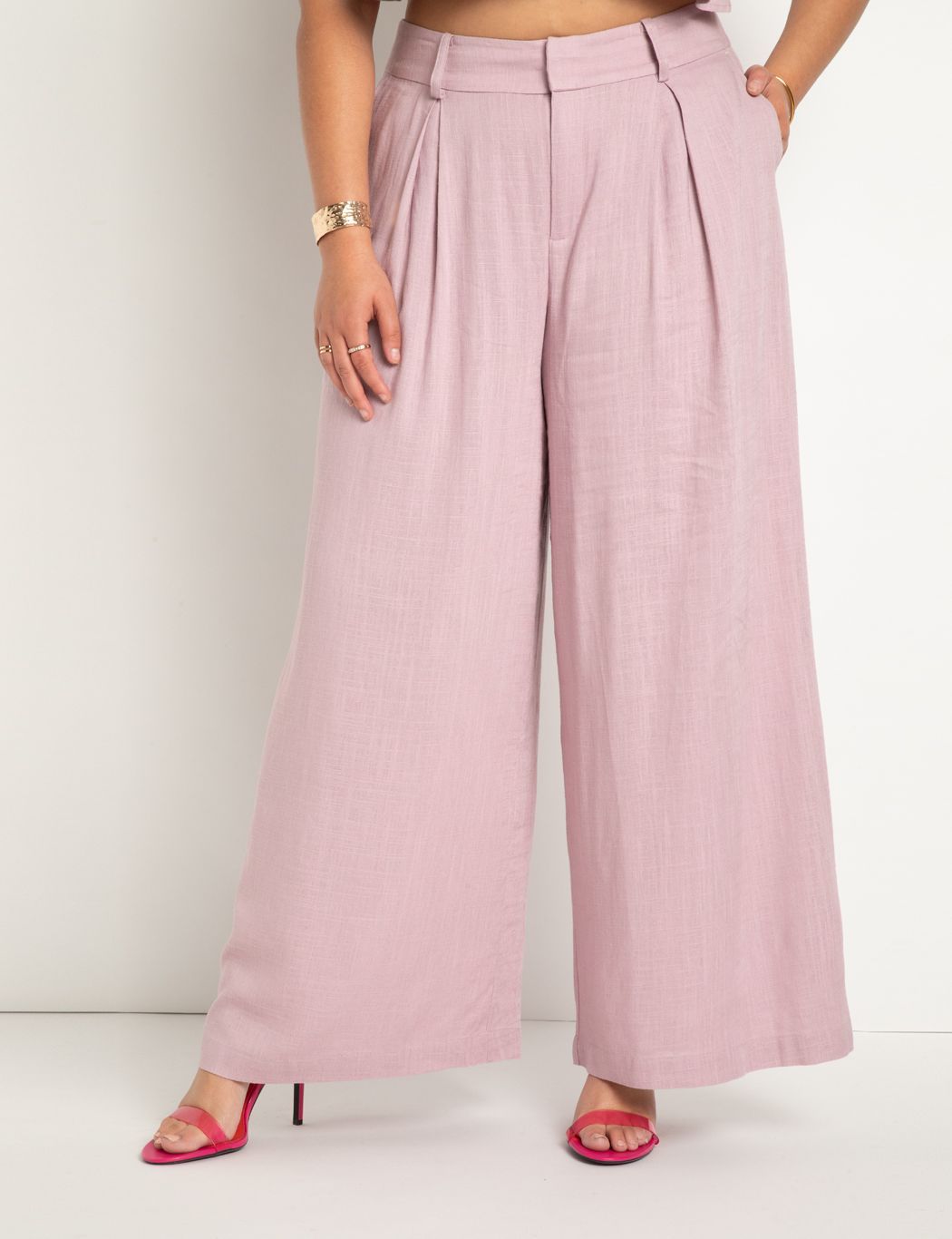 Linen Wide Leg Pant With Pleat | Eloquii