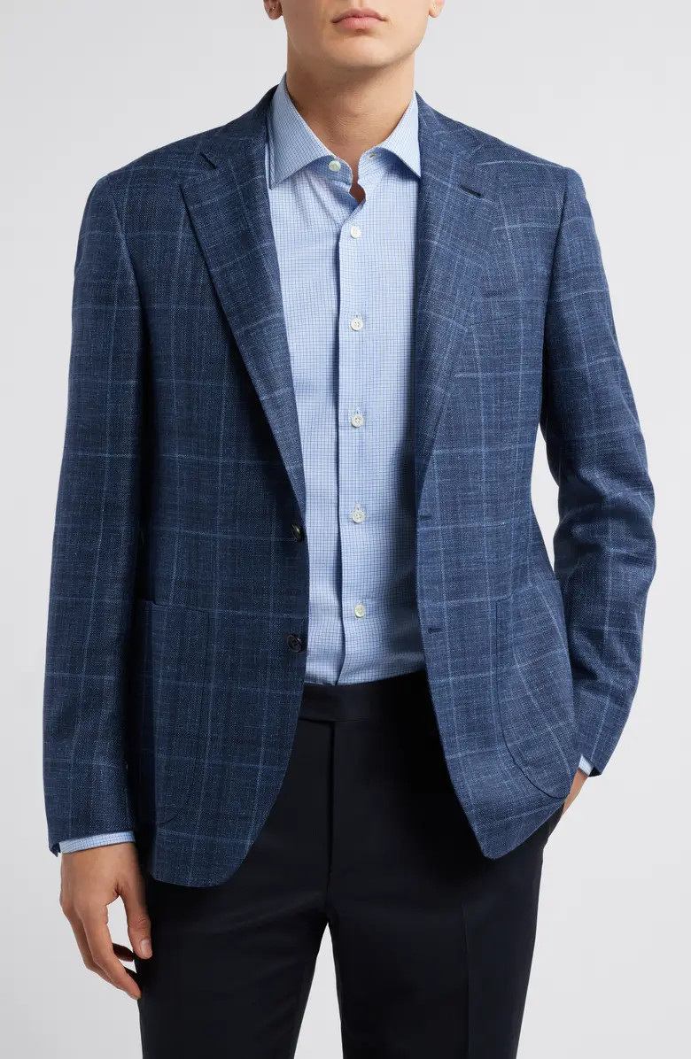 Canali Kei Trim Fit Plaid Wool, Silk & Linen Sport Coat | Nordstromrack | Nordstrom Rack