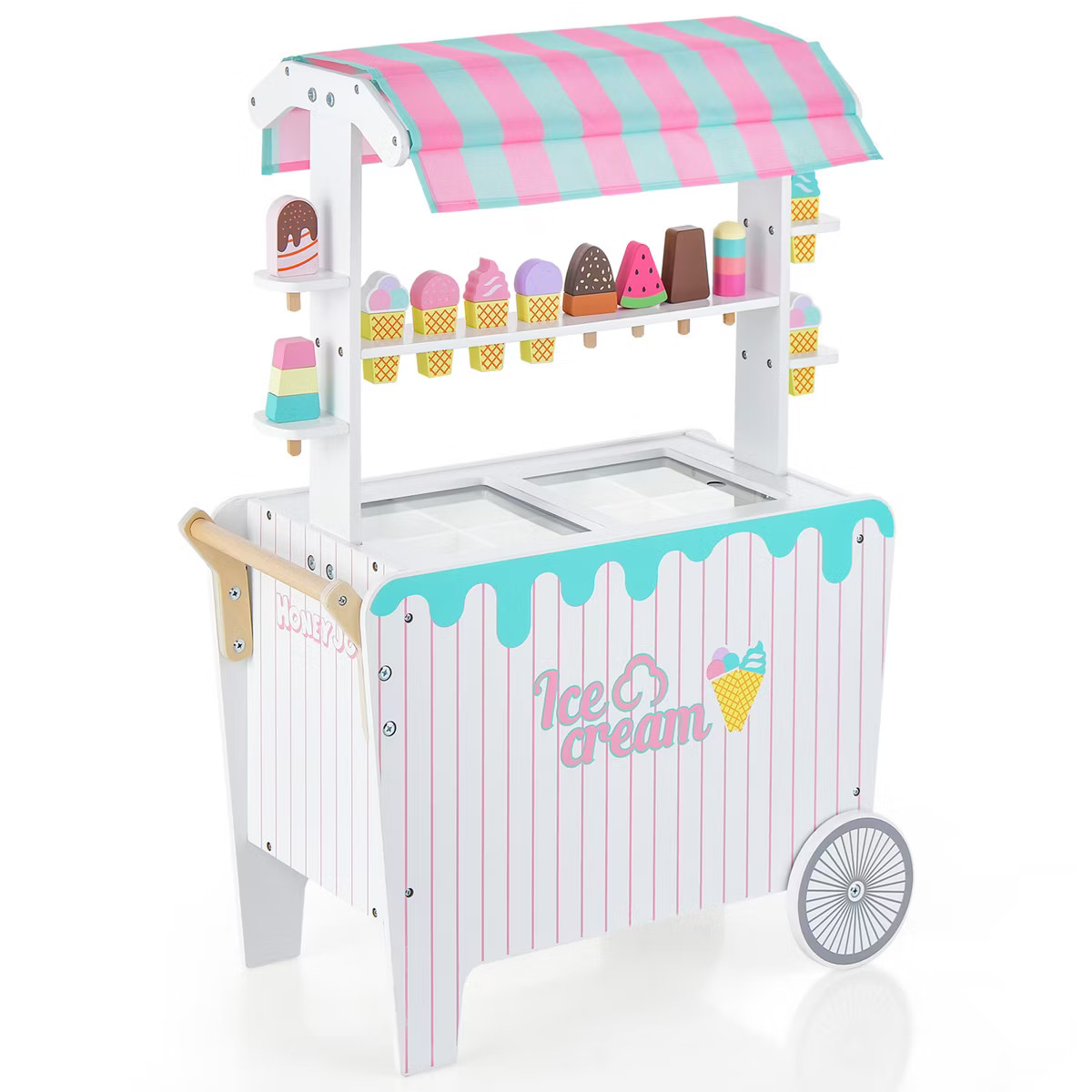 Costway Kid's Ice Cream Cart Food Trunk Play Toy Set with Display Rack & Accessories | Target