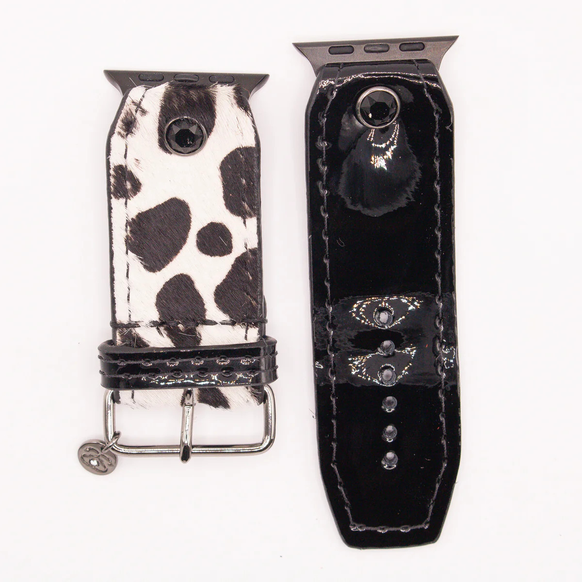 Ready to Ship - Luxe Cow with Classic Black Patent Jekyll & Hyde Watchband (Size 2, Apple Watch 4... | Sparkl