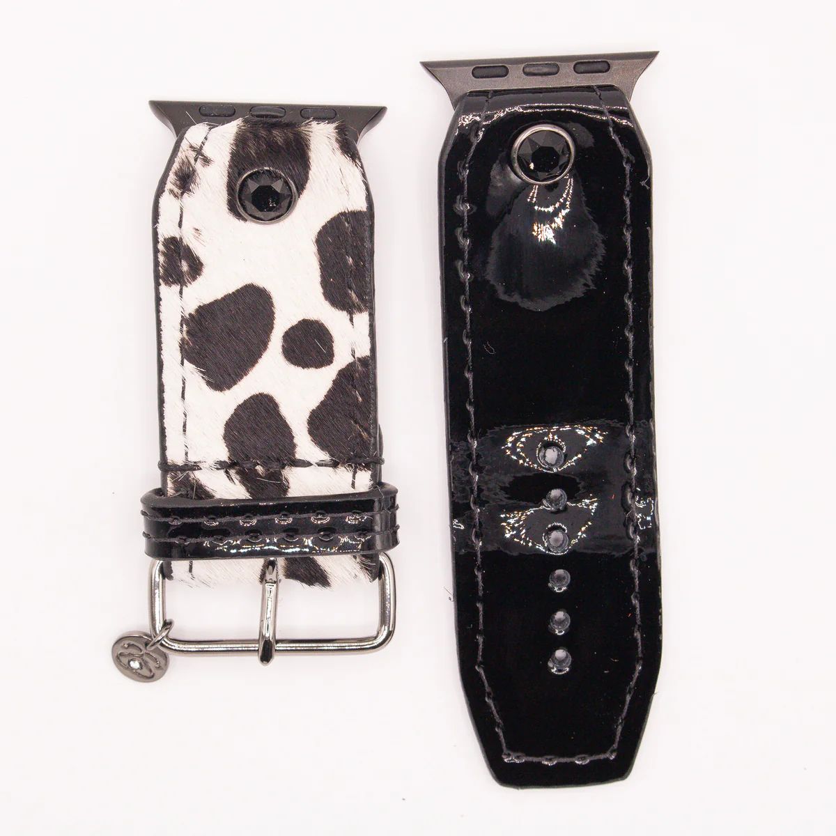 Ready to Ship - Luxe Cow with Classic Black Patent Jekyll & Hyde Watchband (Size 2, Apple Watch 4... | Spark*l