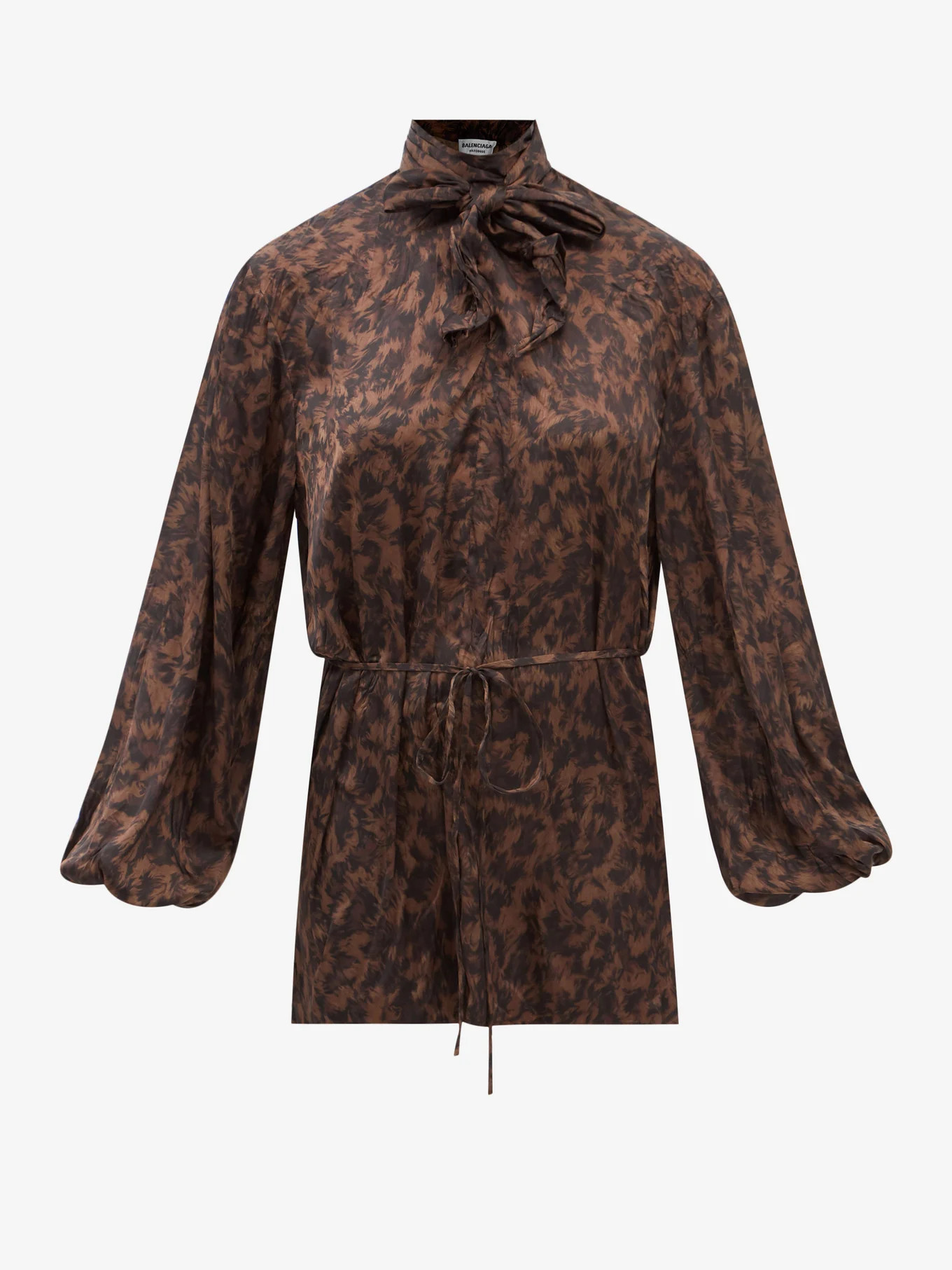 Leopard-print satin pussy-bow blouse | Balenciaga | Matches (UK)