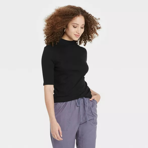 Women's Elbow Sleeve Mock Turtleneck T- Shirt - A New Day™ | Target