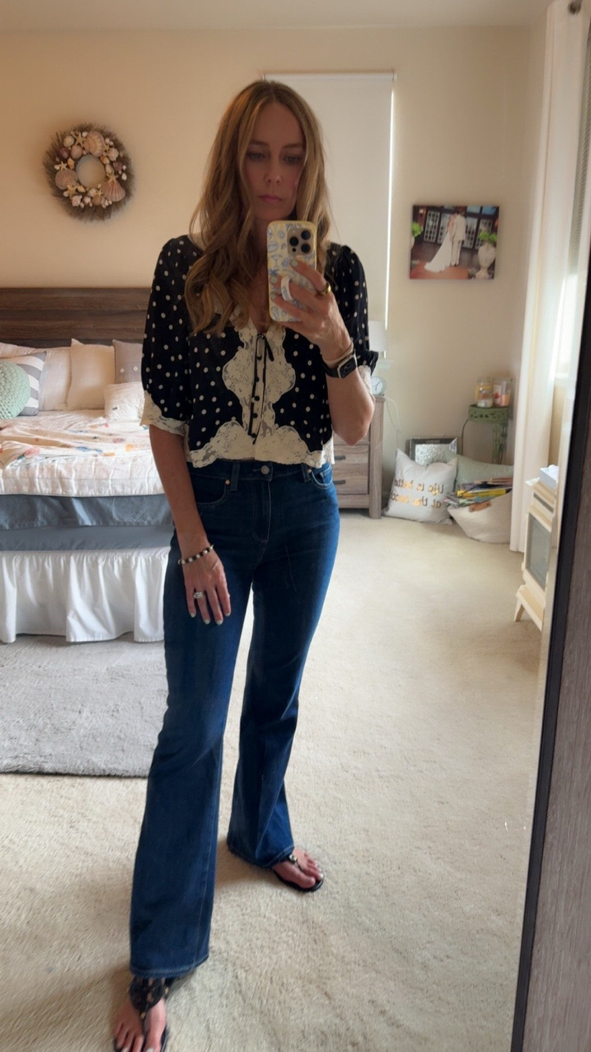 In a 27” on the jeans and a size 6 in the top! @Anthropologie

#LTKootd #LTKOver40 #LTKTall