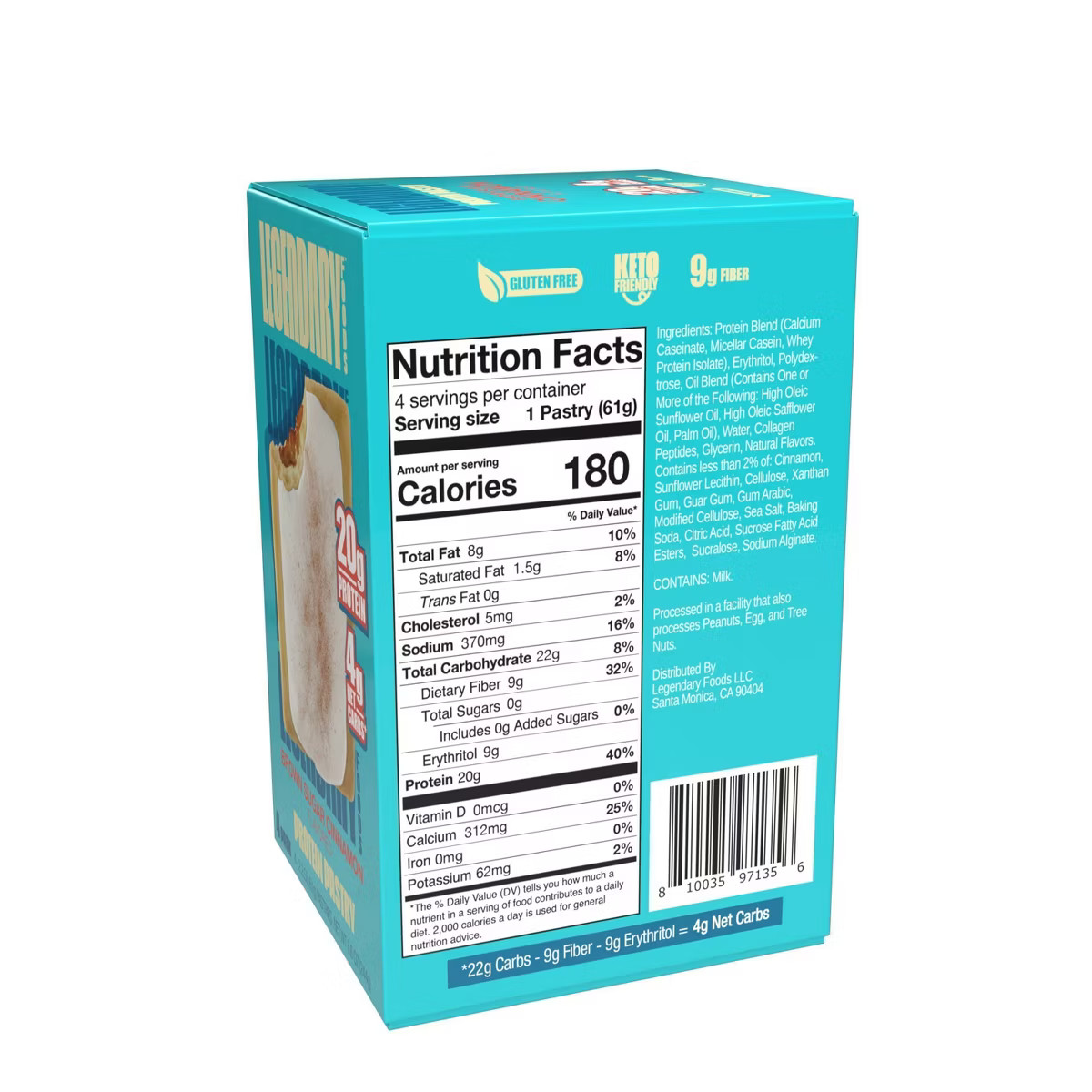 Legendary Foods Gluten Free and Keto Friendly Protein Pastry - Brown Sugar Cinnamon - 8.6oz/4ct | Target