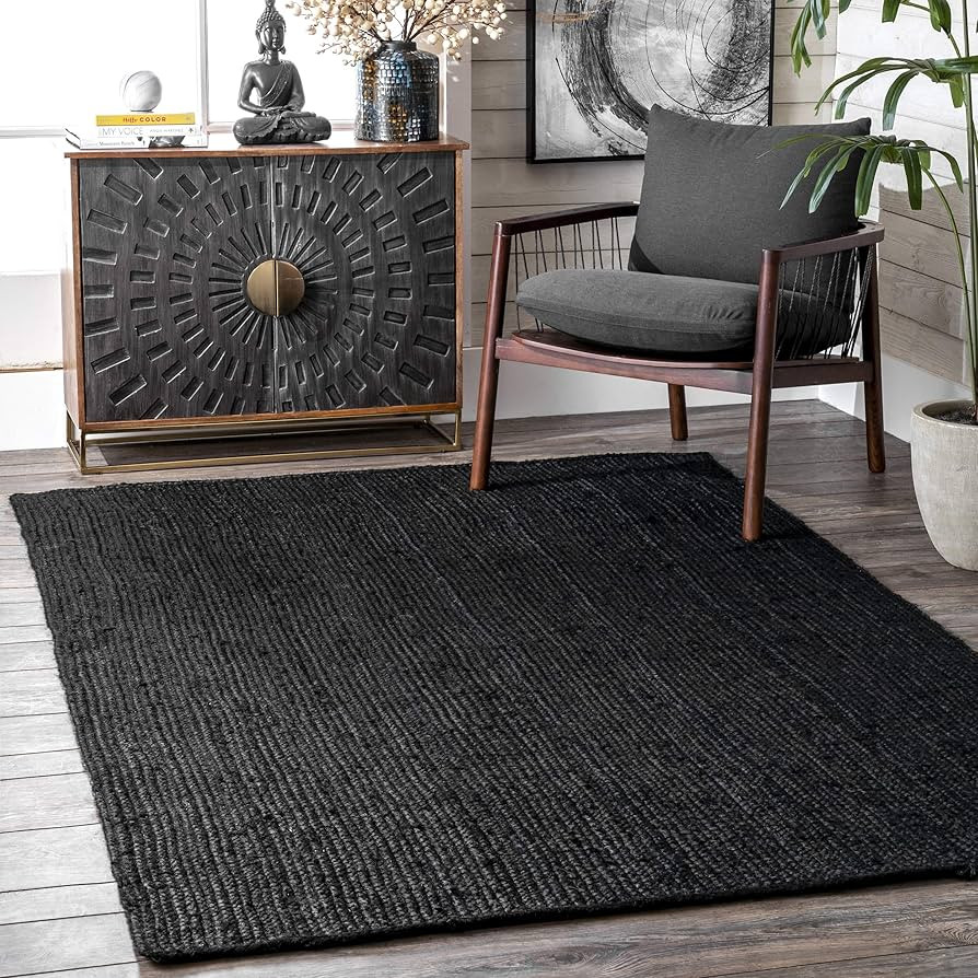 nuLOOM Rigo Hand Woven Farmhouse Jute Accent Rug, 2' x 3', Black | Amazon (US)
