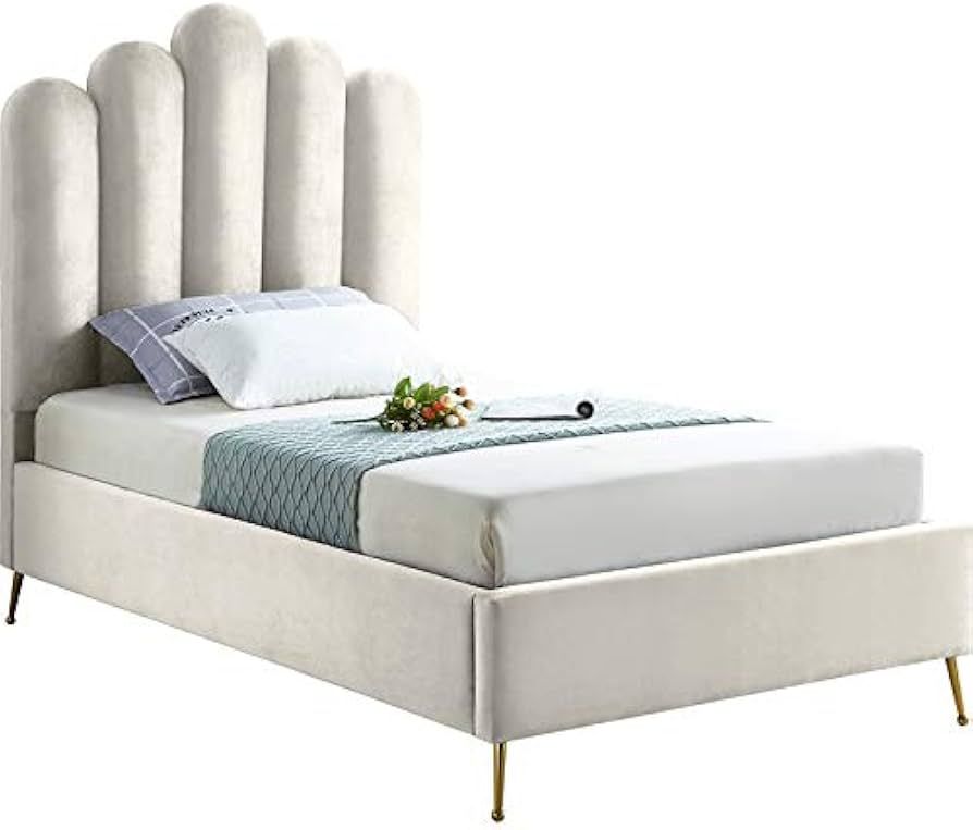 Meridian Furniture Lily Collection Modern | Contemporary Velvet Upholstered Bed with Deep Channel... | Amazon (US)