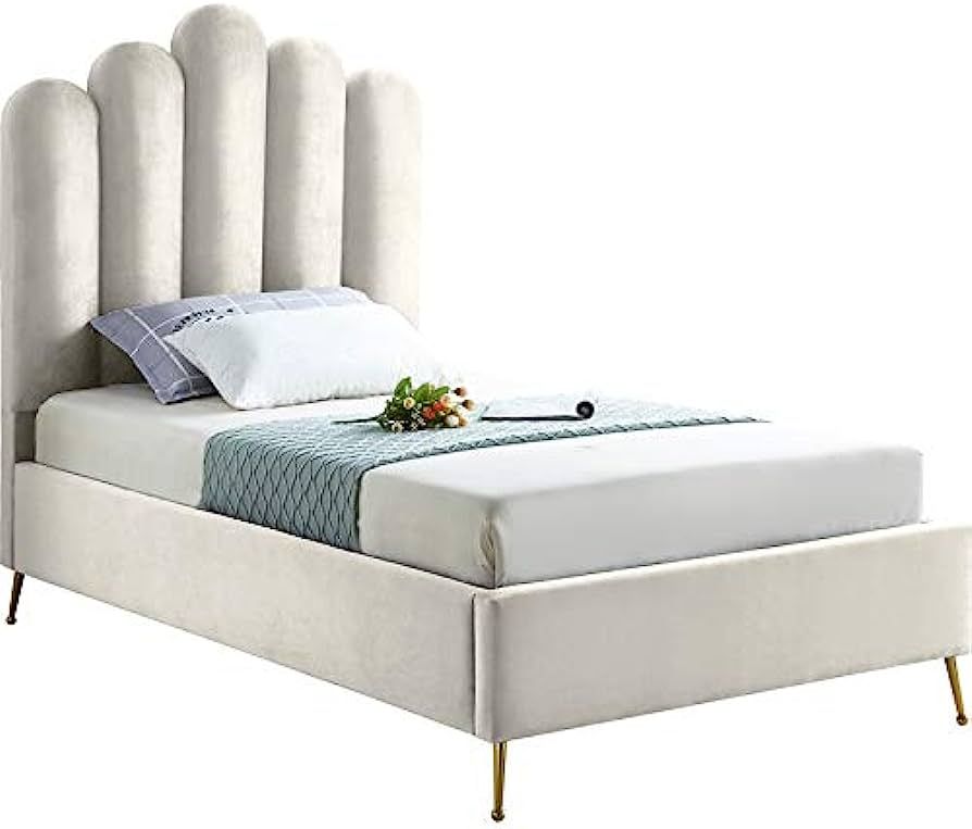 Meridian Furniture Lily Collection Modern | Contemporary Velvet Upholstered Bed with Deep Channel... | Amazon (US)