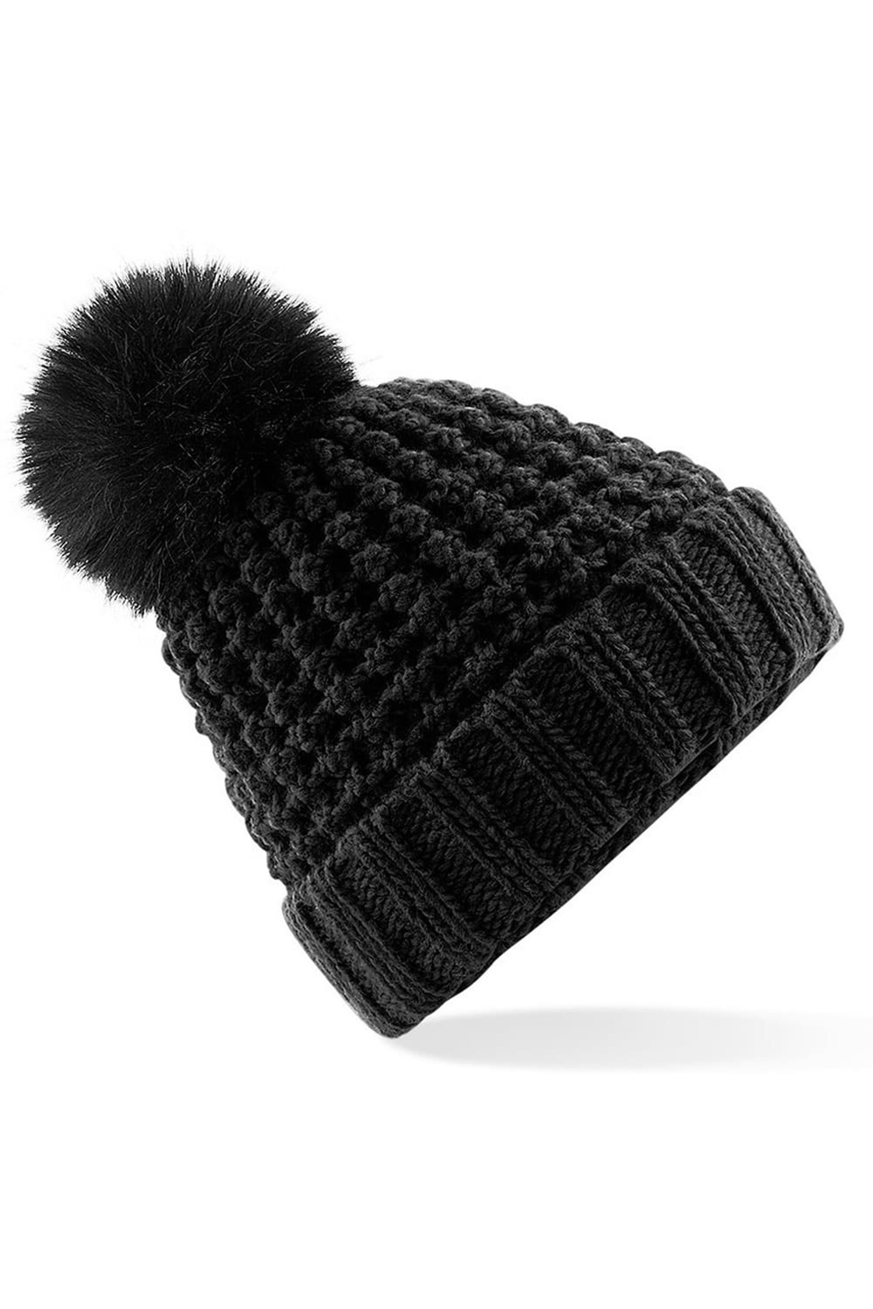 Beechfield Unisex Popcorn Fur Pom Pom Beanie (Black) - ONE SIZE ONLY | Verishop