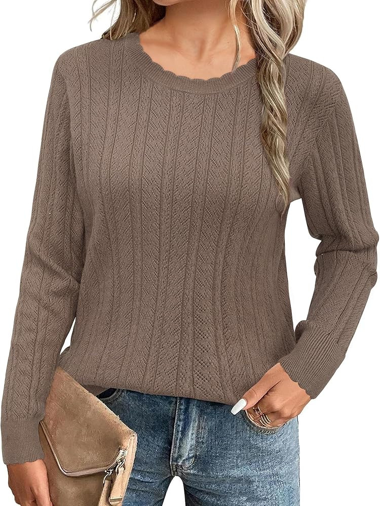 Arach&Cloz Women Sweaters 2025 Spring Ultra-Soft Long Sleeve Business Casual Outfit Crewneck Fash... | Amazon (US)