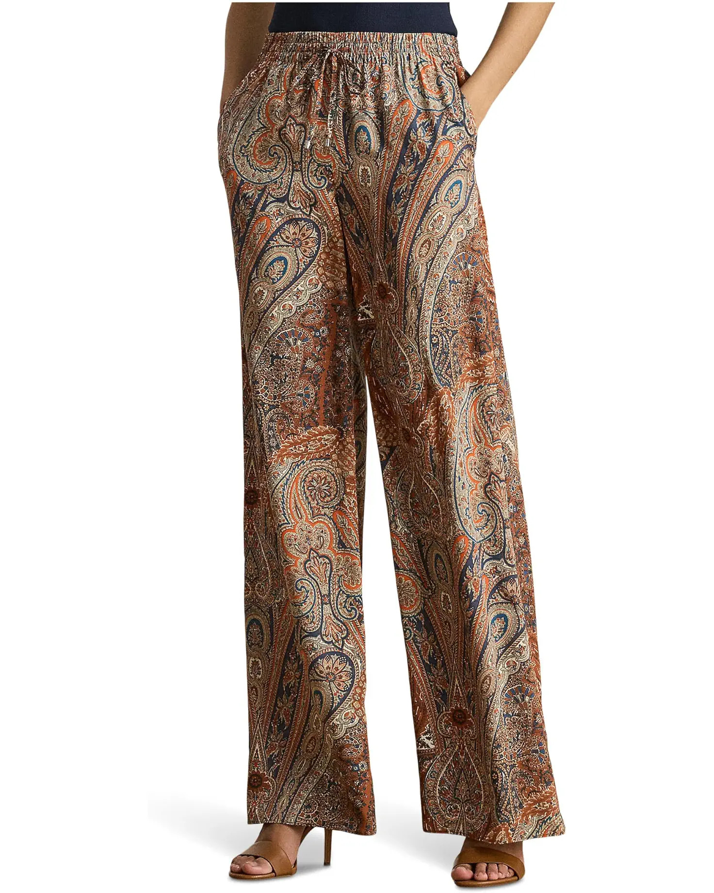 Paisley Crepe Wide-Leg Pants | Zappos