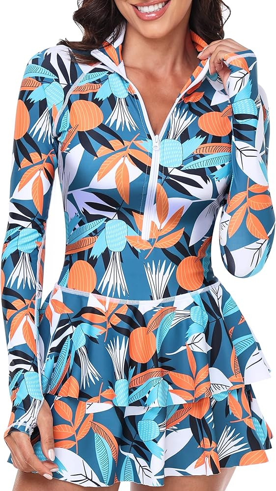 UNIQUEBELLA Rash Guard for Women, 1 Piece Modest Swimsuits for Women - Long Sleeve Swimsuits UV U... | Amazon (US)
