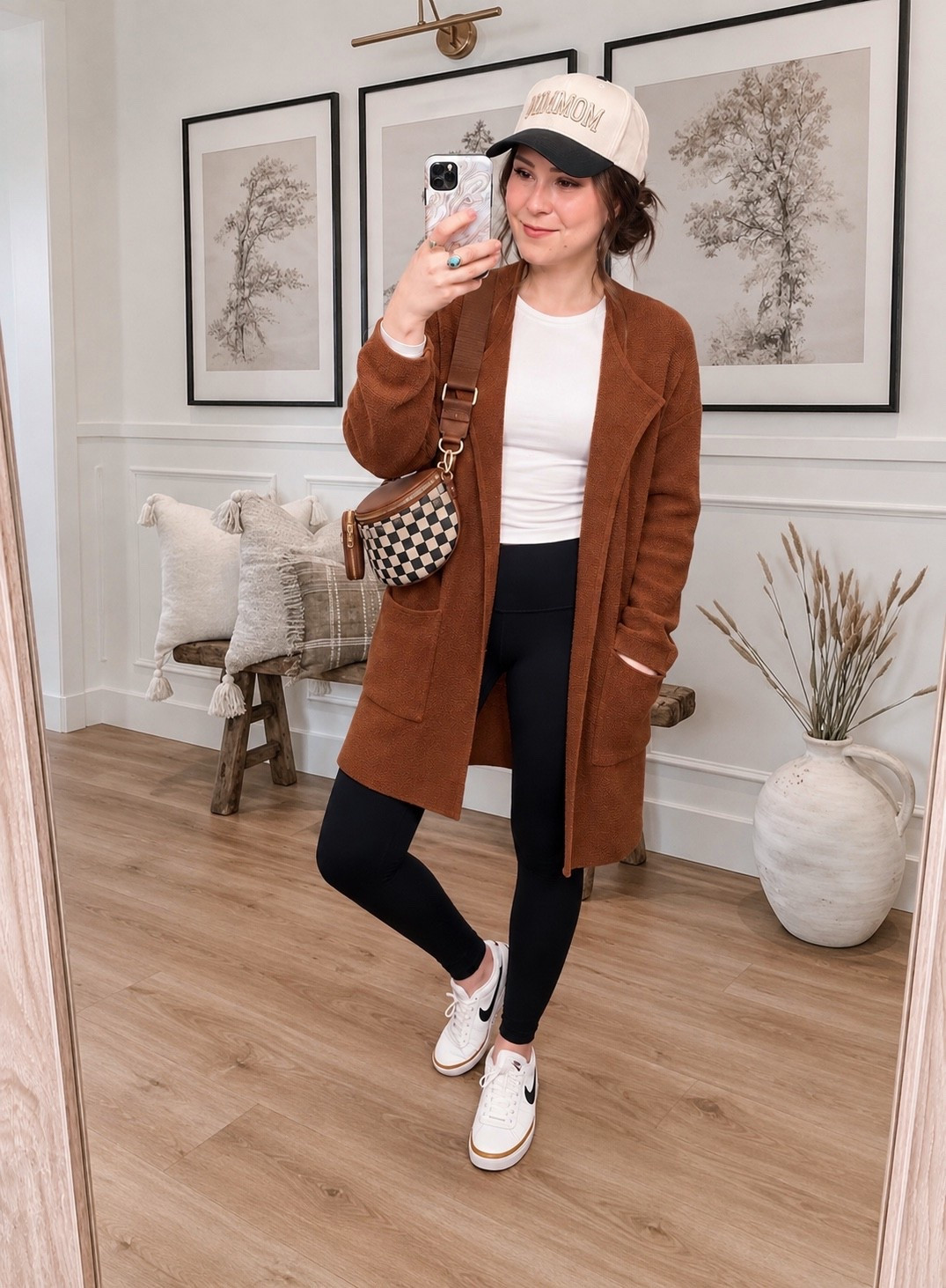 Fall outfits winter outfit idea black leggings with white long sleeve shirt layering top bodysuit and tan rust camel brown open front long cardigan coatigan and women’s Nike court legacy sneakers white tan black sneakers tan baseball hat mommin color block hat trucker hat cap checkered cross body bum bag carryall tote purse gold jewelry Amazon spring outfits affordable cool mom outfit street style || #coatigan #outfits #outfit #midsize #cardigan #nike #amazon #ootd
.
.
.
baby shower dress, Maternity Dresses, Maternity, over the bump, motherhood maternity, pinkblush, mama shirt sweatshirt pullover, hospital bag, nursery, maternity photos, baby moon, pregnancy, pregnant, maternity leggings, maternity tops, diaper bag, mama necklace, baby boy, baby girl outfits, newborn, mom, 

Amazon fashion, teacher outfits, business casual, casual outfits, neutrals, street style, Midi skirt, Maxi Dress, Swimsuit, Bikini, Travel, skinny Jeans, Puffer Jackets, Concert Outfits, Cocktail Dresses, Sweater dress, Sweaters, cardigans Fleece Pullovers, hoodies, button-downs, Oversized Sweatshirts, Jeans, High Waisted Leggings, dresses, joggers, fall Fashion, winter fashion, leather jacket, Sherpa jackets, Deals, shacket, Plaid Shirt Jackets, apple watch bands, lounge set, Date Night Outfits, Vacation outfits, Mom jeans, shorts, sunglasses, Disney outfits, Romper, jumpsuit, Airport outfits, biker shorts, Weekender bag, plus size fashion, Stanley cup tumbler, Target, Abercrombie and fitch, Amazon, Shein, Nordstrom, H&M, forever 21, forever21, Walmart, asos, Nordstrom rack, Nike, adidas, Vans, Quay, Tarte, Sephora, lululemon, free people, j crew jcrew factory, old navy

#LTKootd #LTKSeasonal #LTKMidsize