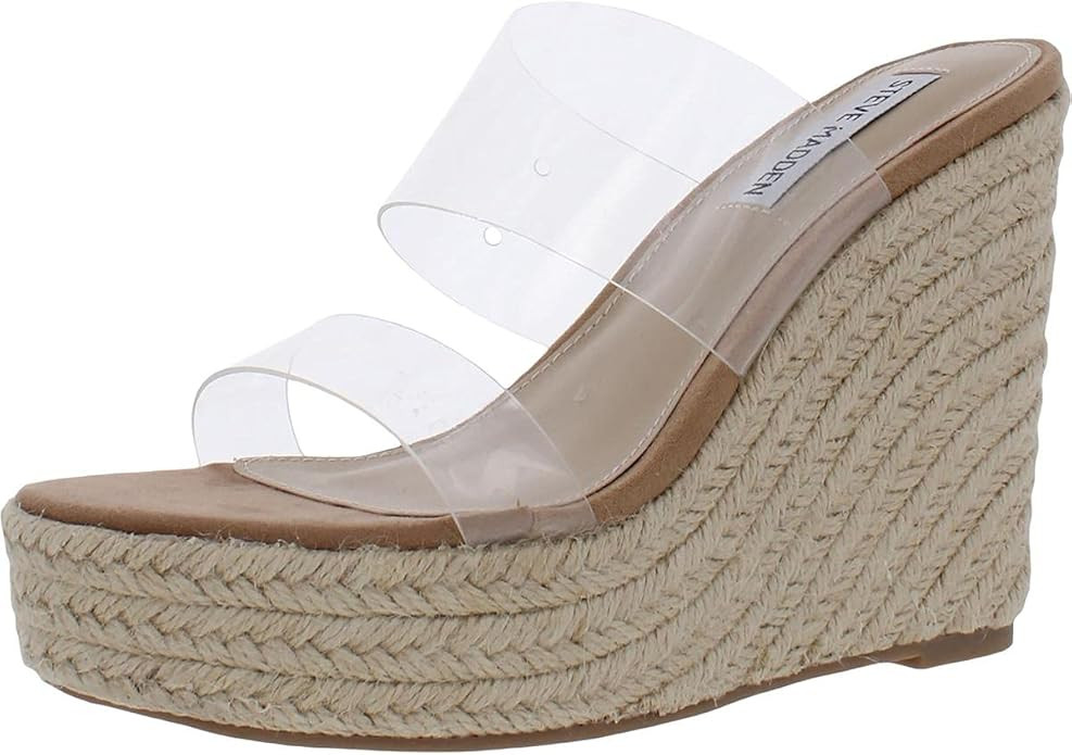Steve Madden Sunrise Wedge Sandals for Women - Jute Wrapped Wedge Heel, Padded Footbed, and Open-... | Amazon (US)