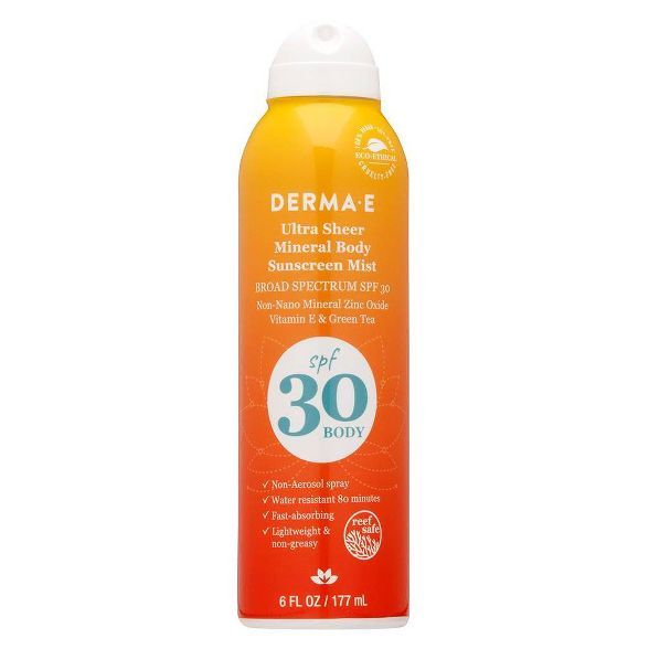 DERMA E Ultra Sheer Mineral Body Sunscreen Mist - SPF 30 - 6 fl oz | Target