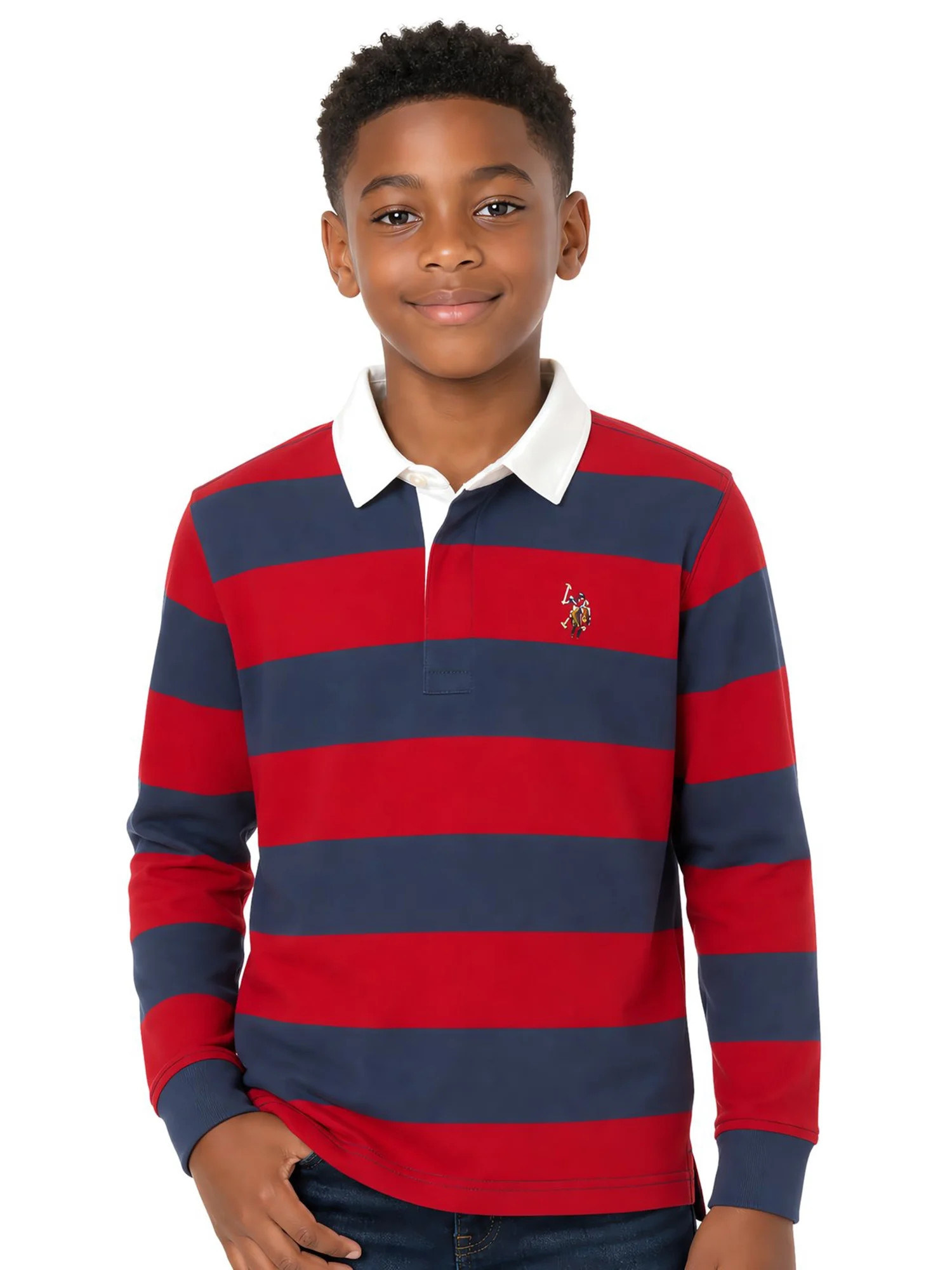 U.S. Polo Assn. Boys Long Sleeve Rugby Shirt, Sizes 4-18 | Walmart (US)