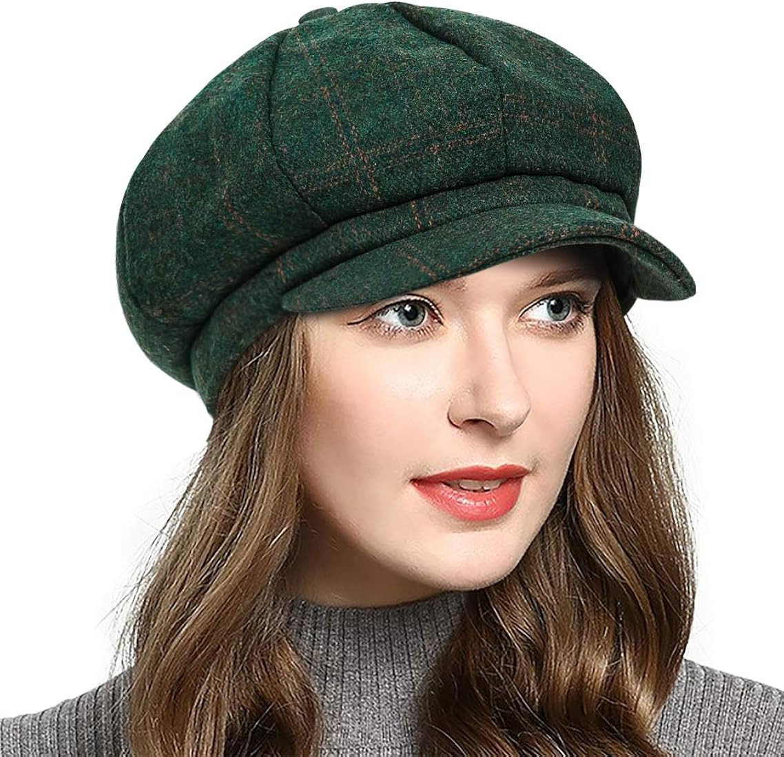 PanPacSight Women's Newsboy Hats Fall Wool Cabbie Beret Tweed Girls Paperboy Cap | Amazon (US)